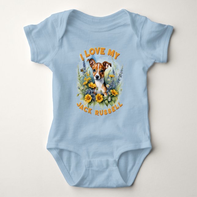 Glatt Jack Russell - Personlig Baby Bodykostym T Shirt (Framsida)