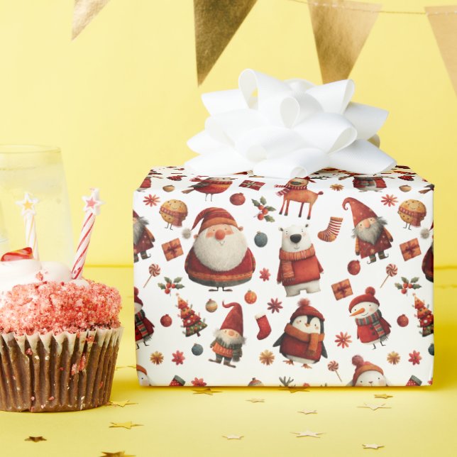 Glatt jul för friska djur i Julafton Mönster Presentpapper (Födelsedagsfest)