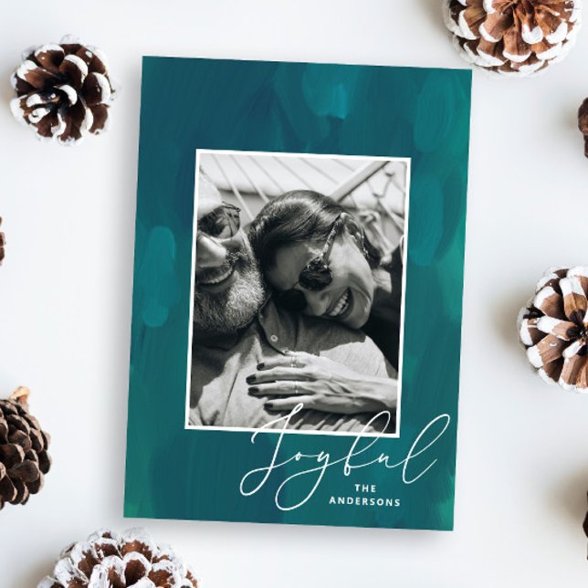 Glatt jul. Modern abstrakt grönt-oljeborste Julkort (Skapare uppladdad)