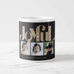 Glatt jul tre Photo Black Guld Jumbo Mugg