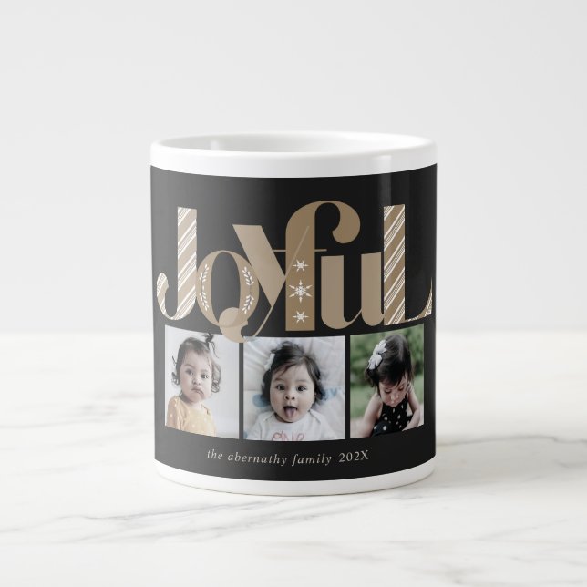 Glatt jul tre Photo Black Guld Jumbo Mugg (Framsidan)