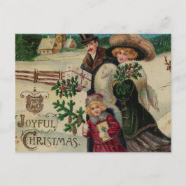 Glatt Jul Victorian Family and Village Helg Vykort