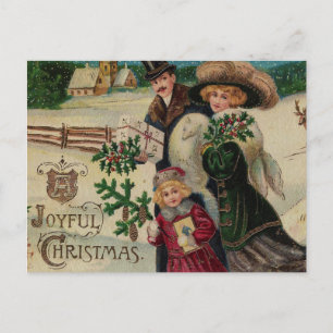 Glatt Jul Victorian Family and Village Helg Vykort