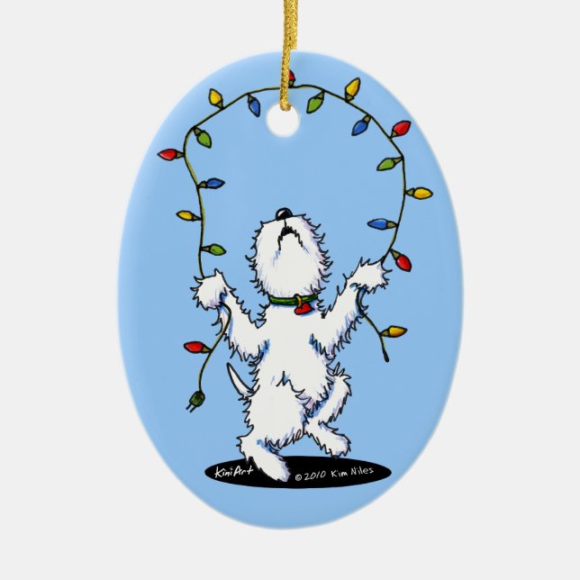 Glatt jul Westie Hund Ornament (Framsidan)