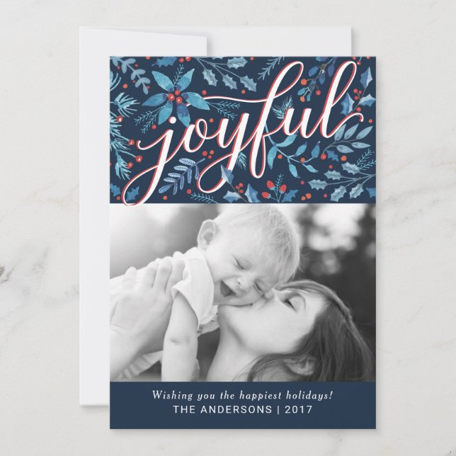 Glatt julfärsfärg - Foliage Helgdag Foto Julkort (Framsida)