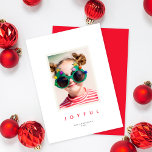 GLATT julfoto av typen chic - minimalisttyp, ett f Julkort<br><div class="desc">Den här eleganten gör det möjligt för ditt foto att skina med ett minimalistiskt helgdag. På framsidan finns det ett hälsning som bara säger "GLATT" i rött men som är redigerbart så att det kan ändras till vad du vill (MERRY, BLESSED, REJOICE osv.). Den här designen rymmer ett lodrät foto....</div>