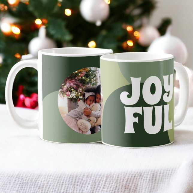 Glatt Julhelg för fotojul Kaffemugg (Joyful Photo Christmas Holiday Season Coffee Mug from Ricaso. Add your custom photo. Make your own)