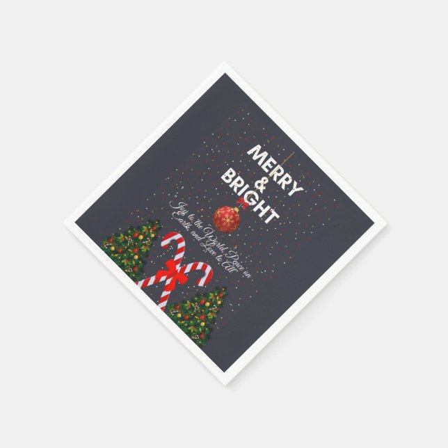 "Glatt julkort för gott och ljus" Pappersservett (Hörn)