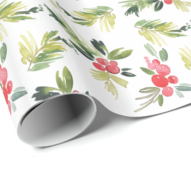 Glatt julmönster för Mistletoe | Presentpapper (Rullad Hörn)