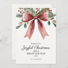 Glatt Julrött Elegant Vattenfärgsruta Julkort