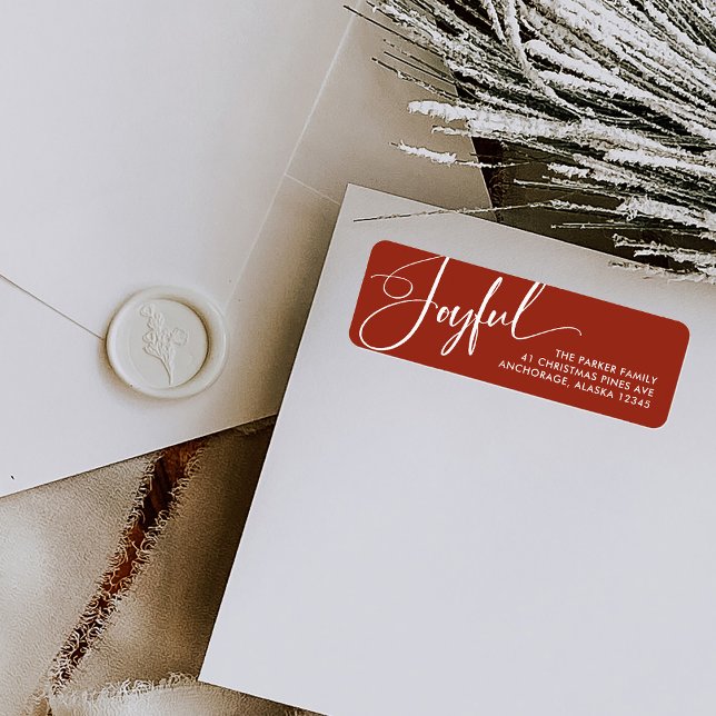 Glatt | Julrött i Elegant Returadress Etikett (Elegant Christmas return address labels with modern calligraphy)