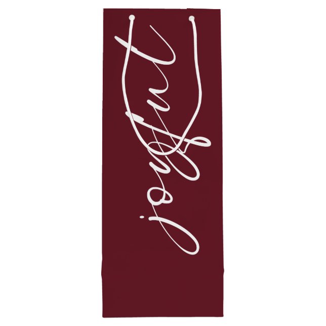 Glatt kalligrafi God jul Namn Burgundy (Baksidan)