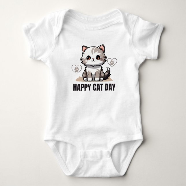 Glatt katt dag baby T-Shirt (Framsida)