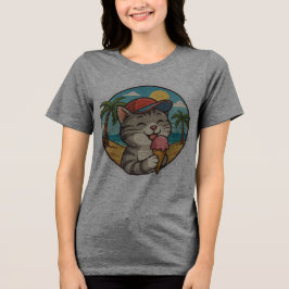 Glatt katt som äter glass – Söt sommardekal T Shirt