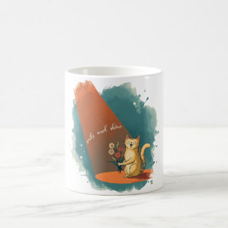 Glatt katt som håller en blomkruk mug | “Le och ly Kaffemugg
