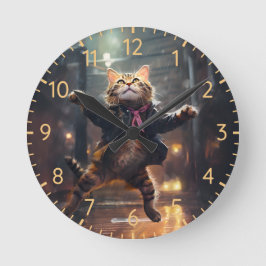 Glatt kattdanläggning i Spanien Rund Klocka