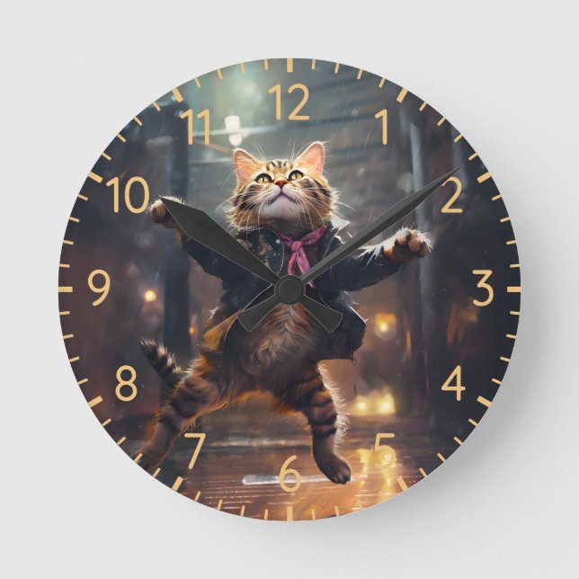 Glatt kattdanläggning i Spanien Rund Klocka (Framsida)