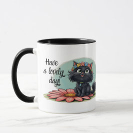 Glatt kattunge på en blomma - Le med oss! Mugg