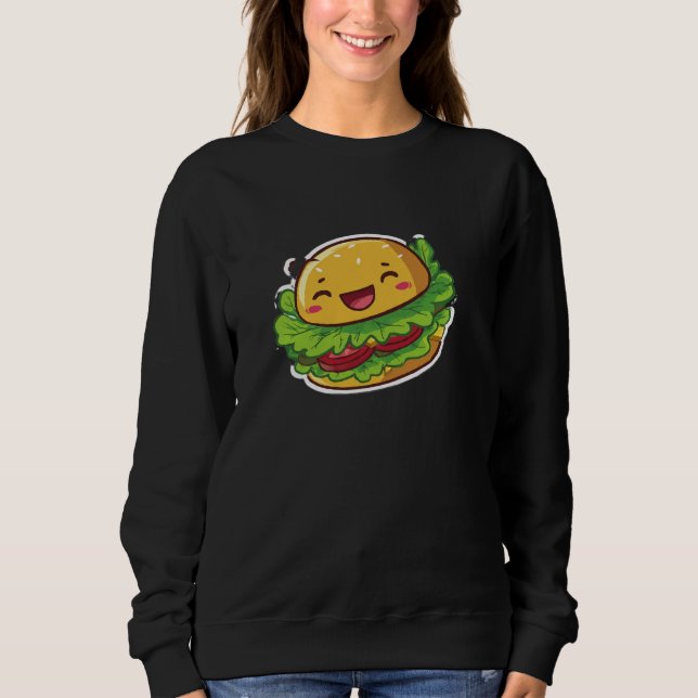Glatt Kawaii Burger Grafisk Tröja (Framsida)