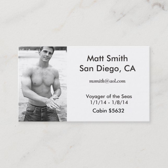 Glatt kryssningkort (med baksida) visitkort (Framsida)