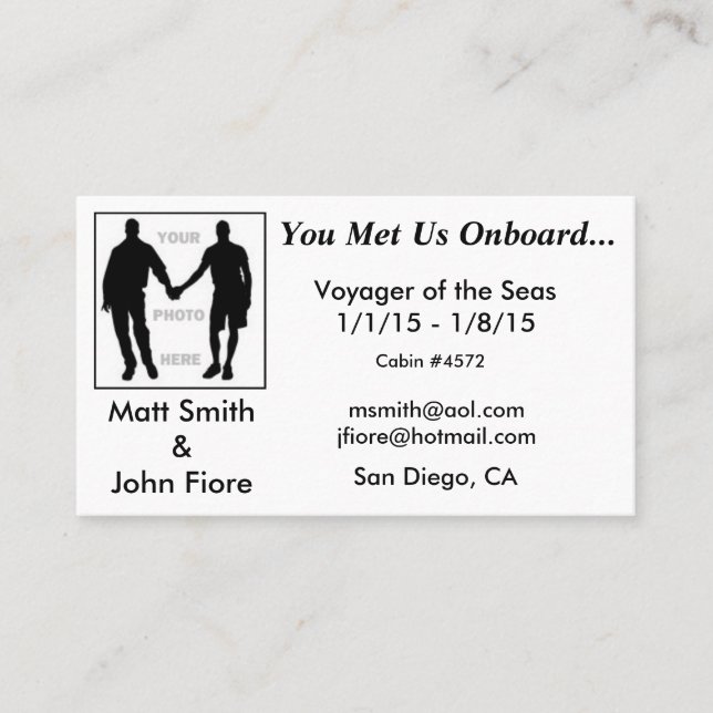 Glatt kryssningkort (med baksida) visitkort (Framsida)