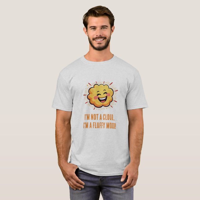 Glatt Laughing Kawaii Cloud Character Art T Shirt (Hel framsida)