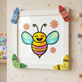 Glatt leende kawaii bebiböna med söta blommor fototryck