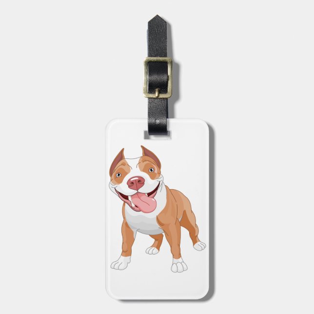 Glatt leende Pit Bull Bagagebricka (Vertikal Framsida)