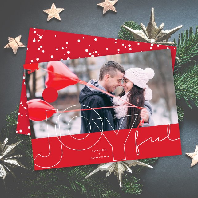 Glatt Linjer Big Red Dot Modern Typography Photo Julkort (Skapare uppladdad)