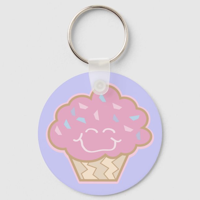 glatt liten jordgubbscupcake nyckelring (Framsida)