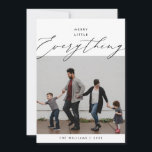 Glatt litet allting, familjefotoöverlägg julkort<br><div class="desc">Glatt litet allting, Gladast jul, God jul. Fira säsongen med detta familjefotokort (tryckt och / eller direkt nedladdning), i modern samtida mjuk romantisk skripttema överlägg. Det är helt anpassningsbart och personifierat med dina egna hälsningsmeddelanden. Det är enkelt, lätt, men modernt minimalistiskt och festligt. Detta är det perfekta gratulationskortet för att...</div>