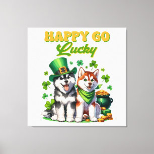 Glatt Lucky Söt Husky St. Patricks Day Canvastryck