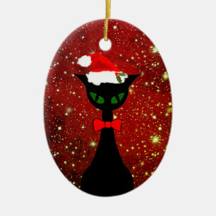 Glatt Meowmas Mitt--århundrade modern 2018 jul Julgransprydnad Keramik