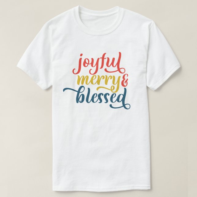 Glatt Merry & Bless Jul Helgdag T-Shirt (Design framsida)