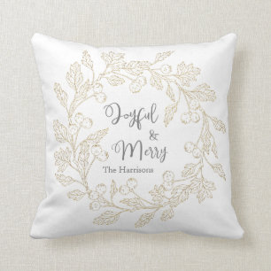 Glatt Merry Guld Winter Berries God jul Kudde