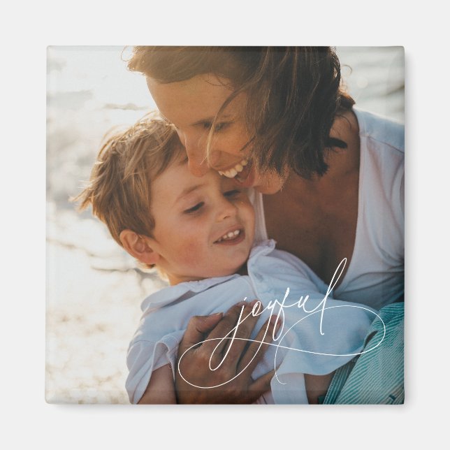 Glatt, minimalistiskt foto för helgdag Handskrift Magnet (Framsidan)