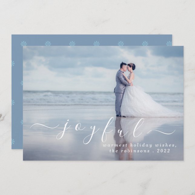 Glatt Modern Anpassningsbar - Helgdagar för fotoju Julkort (Fram/baksida)