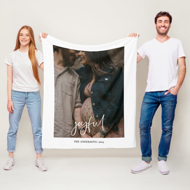 Glatt Modern Handskriftlig skriptfoto Fleecefilt (På plats)