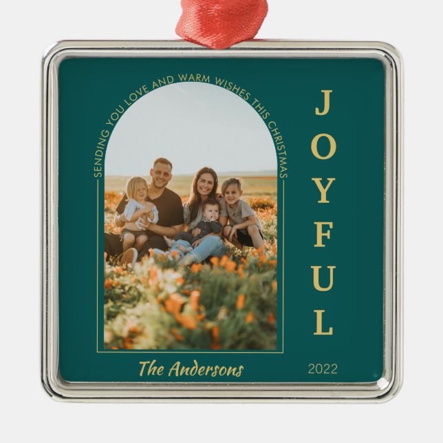 Glatt Modern Minimalist Arch Photo Grönt Julgransprydnad Metall (Framsidan)