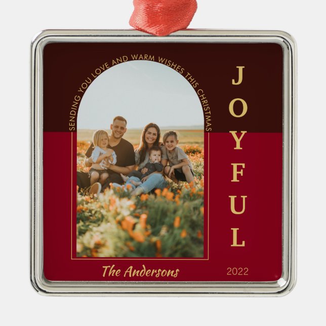 Glatt Modern Minimalist Arch Photo Red jul Julgransprydnad Metall (Framsidan)