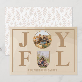 Glatt | Modern Minimalistisk bege Arch 2-foto Julkort