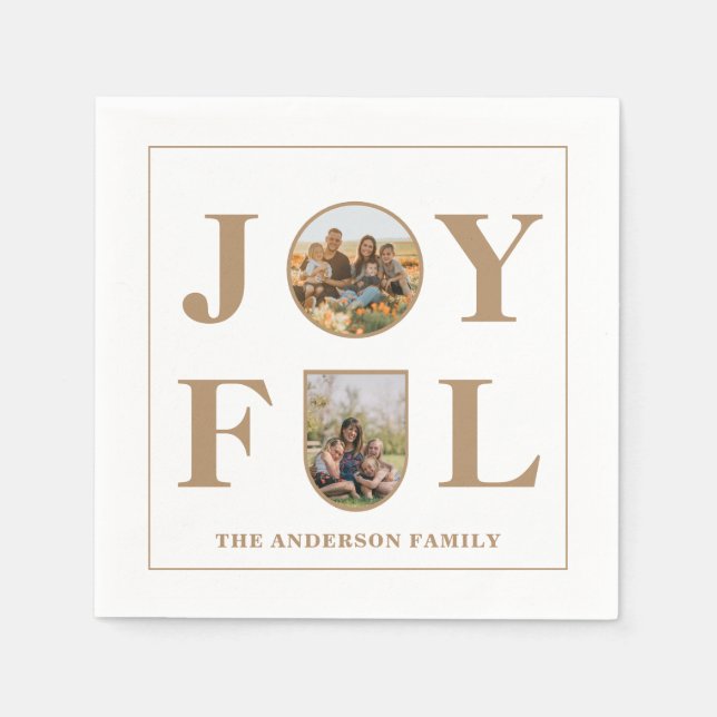 Glatt | Modern Minimalistisk bege Arch 2-foto Pappersservett (Framsidan)