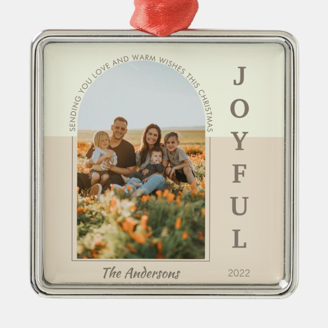 Glatt modern, minimalistisk Boho Arch Photo Beige Julgransprydnad Metall (Framsidan)