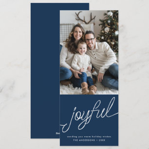 Glatt Modern Script Blue Photo Tall jul Julkort