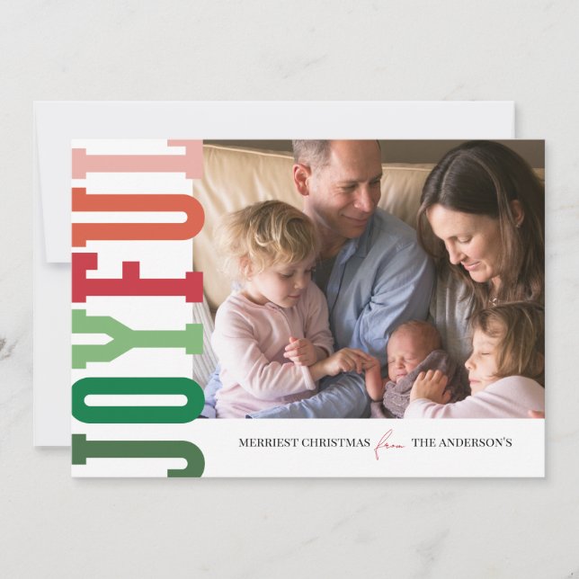 Glatt modernt färgat Helgdag-fotokort Julkort (Framsida)