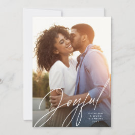 Glatt, modernt skript - en fotogrönt jul julkort