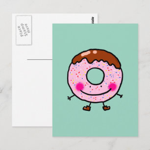 Glatt munkkaraktär med sprinkles konst vykort