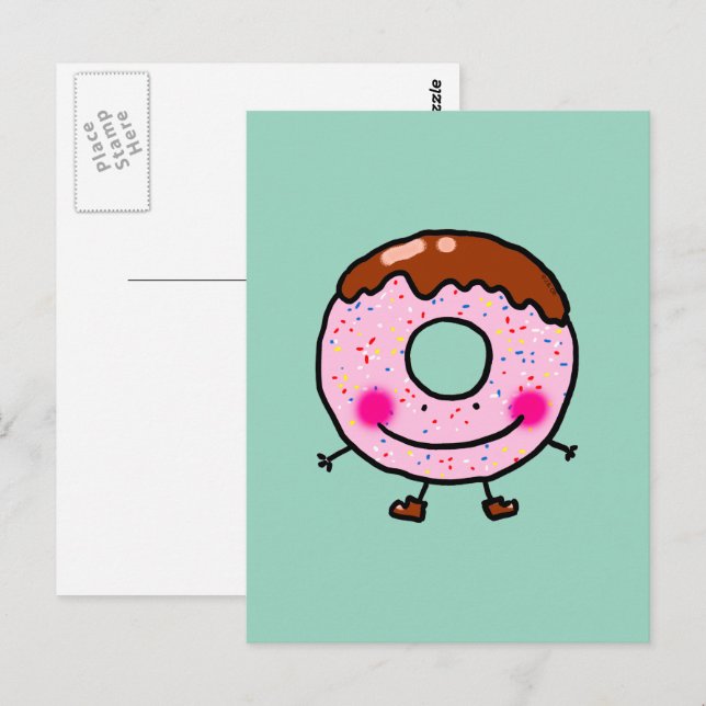 Glatt munkkaraktär med sprinkles konst vykort (Fram/baksida)