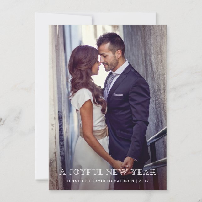Glatt nytt år | Enkel övertäckning med foto Julkort (Framsida)