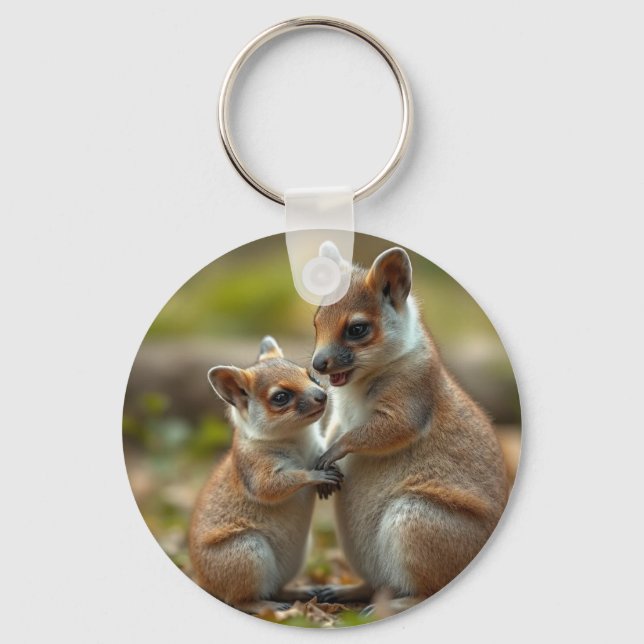 "Glatt obligation: Mamma och Baby Quokka" Nyckelring (Framsida)